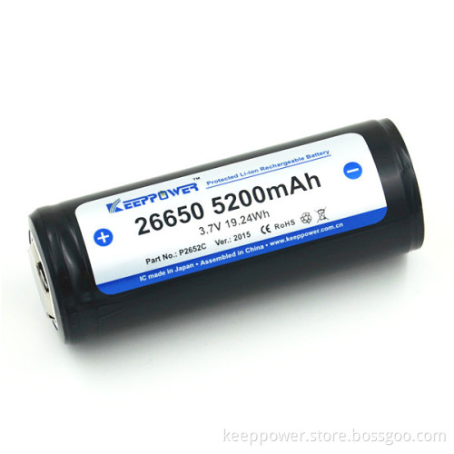 P2652C KeepPower high capacity protected 26650 li-ion battery 5200mah